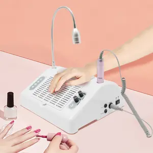 5 in 1 Electric Nail Drill Machine 30000rpm 36W with Nail Dust Collector Desk Lamp Nail Lamp Corded Electric US Plug AC100-240V for Nail Salon Beauty Salon Home Grinding Sharpening Polishing Grinding Head Suits Easy Assembly English Manual Included