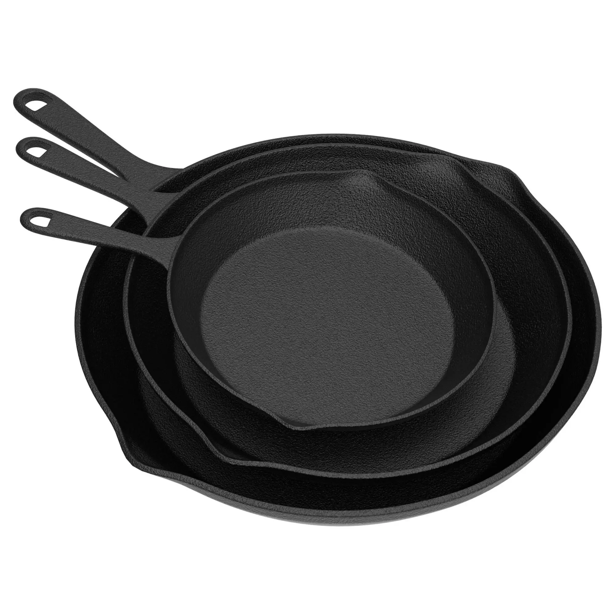 Home-Complete Set of (3) Pre-Seasoned Cast Iron Skillets Home-Complete Set of (3) Pre-Seasoned Cast Iron Skillets