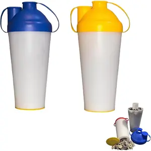 Sunflower Seed Snack Cup – Reusable Seed & Shell Holder, Sunflower Seed Cups to Spit in, Portable 2 Compartment Organizer, Leak-Proof Spit Cup, Snack Container for Travel, Car (blue+yellow)