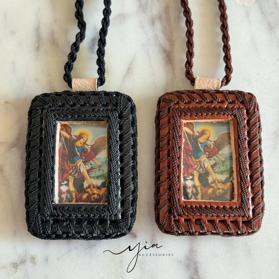 Men's SMA Escapulario Custom Photo Beaded Pendant Necklace - Handmade Crucifix Cross Chain, Dainty Costume Jewelry, Meaningful Gift, Men's Accessory, Men's Accessories