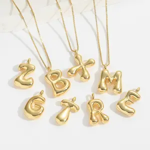26-Letter Bubble Font Initial Pendant Necklace (Golden-Tone) | Necklaces for Women |