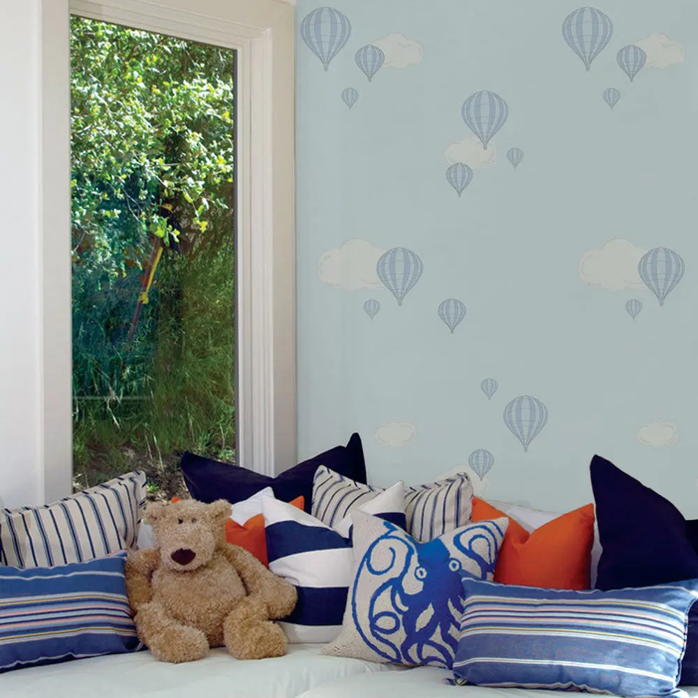 Hot Air Balloon Pattern Wallpaper, Peel & Stick, Easy Apply for DIY Room Makeovers, Every 48" Length, No Residue
