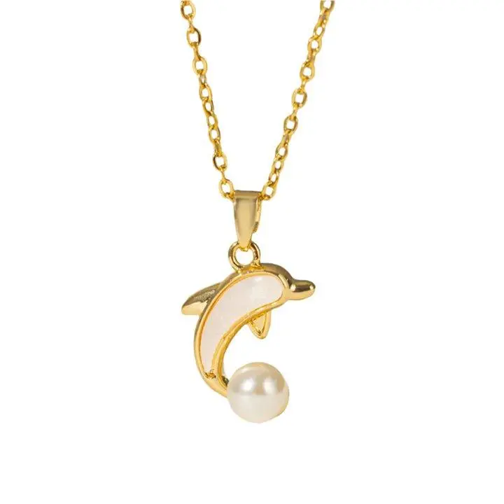 Dolphin Pendant Necklace | 18K Plated Gold