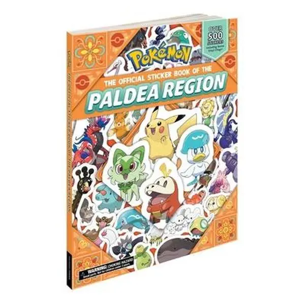 Pokémon Official Paldea Region Sticker Book - Pikachu Press, Paperback, English, Official Edition, Over 500 Stickers, 20 Vinyl Clings, Double-Sided Reusable Art Scene, 10.9in H x 8.4in L x 0.5in W, No Battery Needed