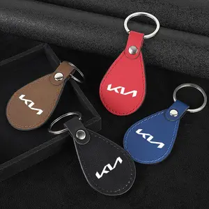 PU Leather Car Emblem Keychain, Auto Logo Keyring for Kia Sportage Ceed Sorento Cerato Optima Picanto Rio Soul K3 K5, Perfect Gift