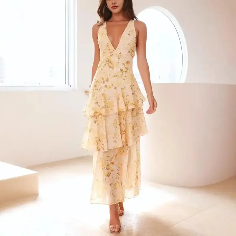 open lace back dress Cheap Navy Slip High Slit Plunge Neck Summer Dress Cheap Free Shipping –  Sassymyprom main image 1