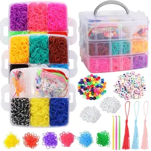 4700pcs Rubber Band Set, Braided Rubber Bands, DIY Friendship Bracelet Making Kit, Handmade Craft Kit, Holiday Gift