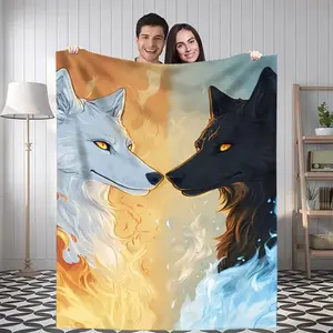1pc Dance of Ice and Fire Digital Printed Design Pattern Blanket, All-Season Soft and Warm Throw, Ideal for Home Bedroom, School.Thin Blanket Dream Workshop