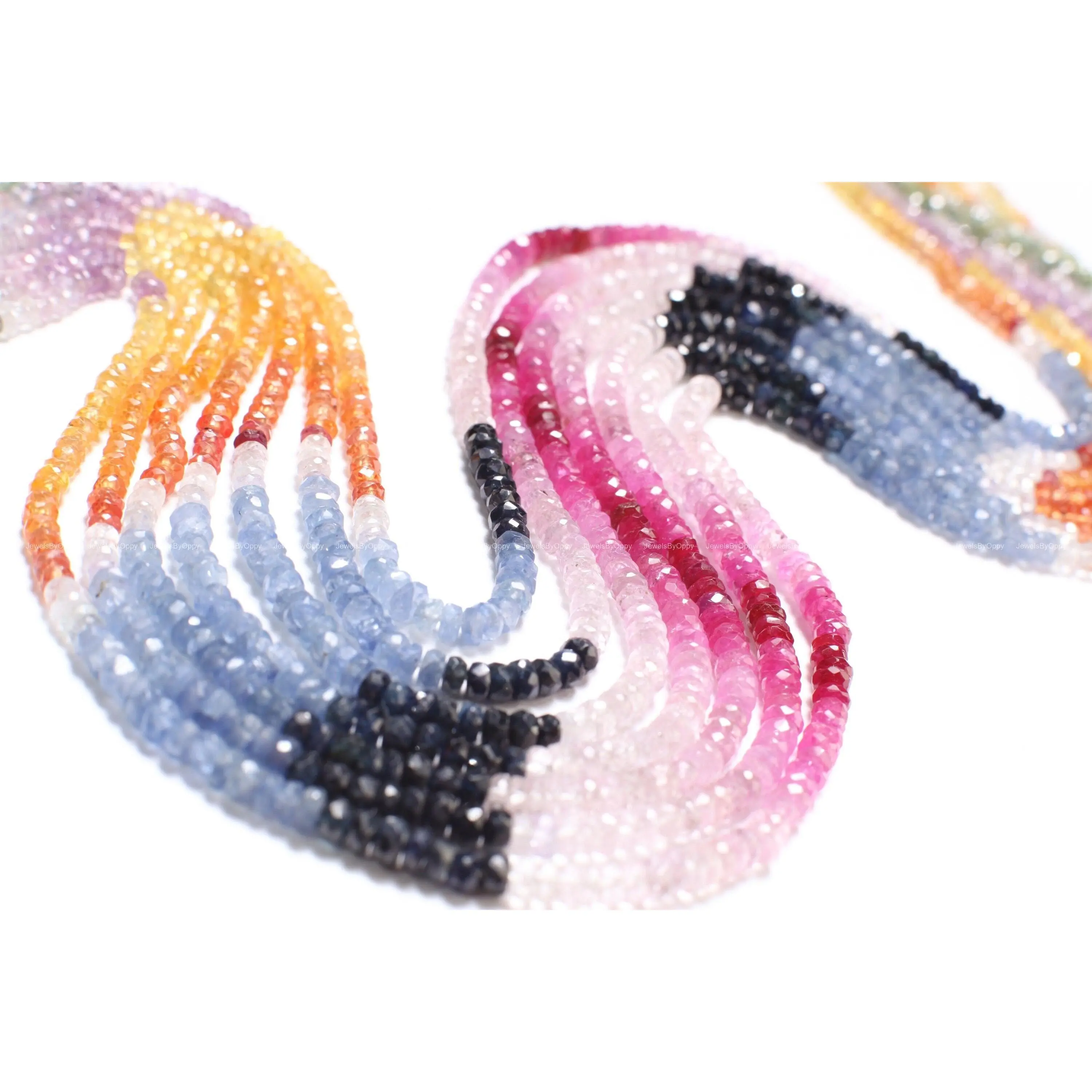 Multi Sapphire  Faceted 3-3.5mm Rondelle,  High Quality AAA Natural Gemstone DIY Jewelry Making Beads 8", 16" Strand