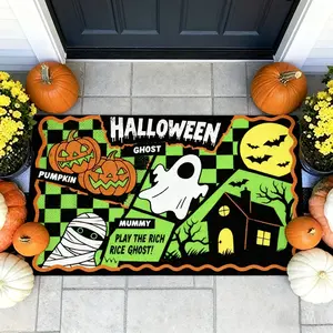 Easter Ghost Pattern Decorative Doormat, 1 PC Non-Slip Indoor/Outdoor Entrance Mat, Absorbent Mat, Suitable for Living Room, Bedroom, Bathroom, Kitchen, Balcony, Ghost Pattern Carpet