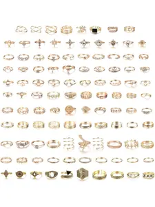 108Pcs Midi Ring Bohemian Knuckle Ring Sets Boho Style Rings Fashion Finger Vintage Rose Gold/Golden Stackable Rings for Women Knuckle Midi Rings