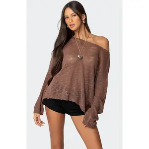 Edikted Women's Bri Oversized Boat Neck Sweater