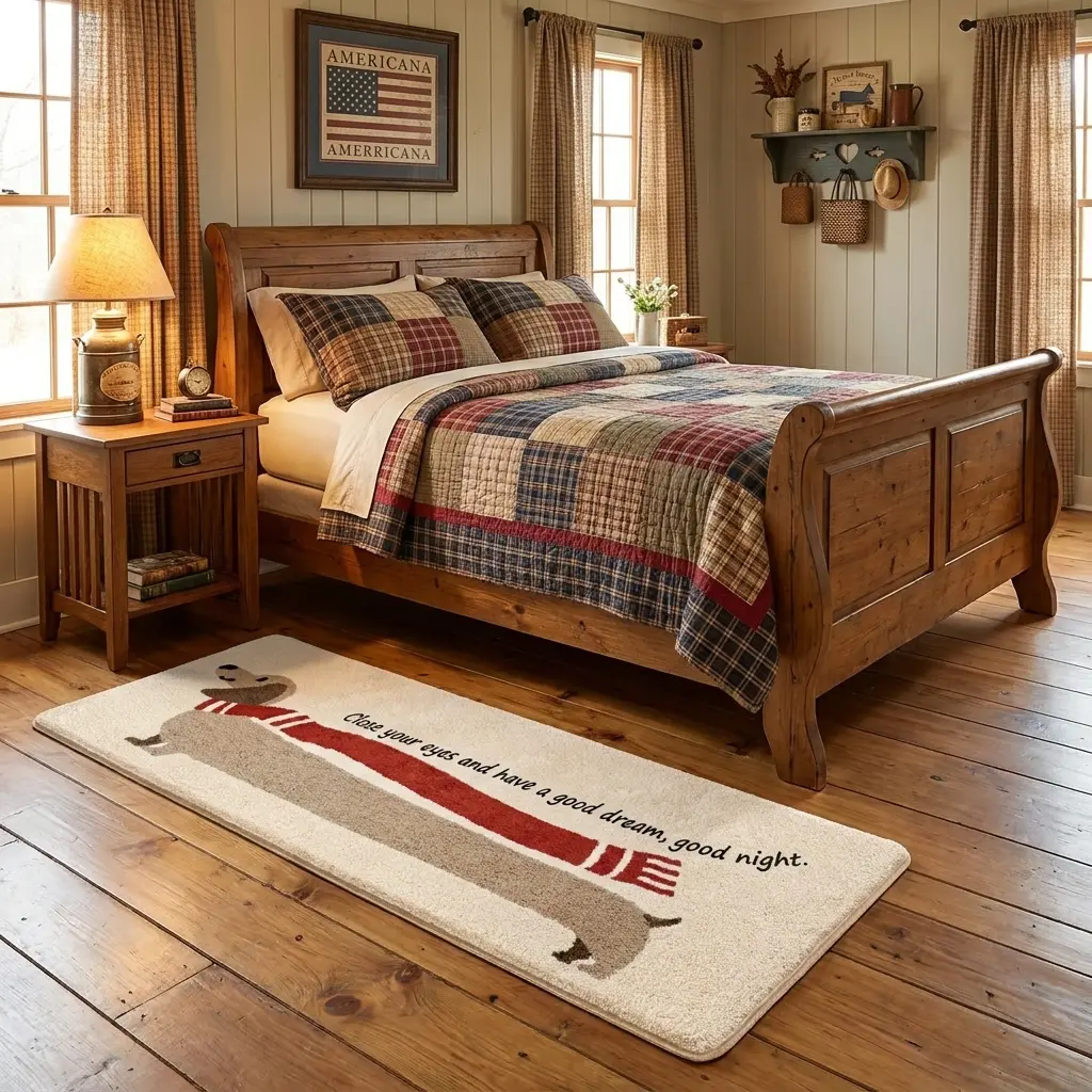 Cute Dachshund Plush Area Rug, Soft Fluffy Bedside Mat, Wiener Dog Aesthetic Room Decor & Pet Lover Gift