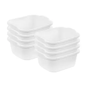 Sterilite 12 Quart Durable Reinforced Plastic Kitchen Dishpan w/ Handles, 8 Pack