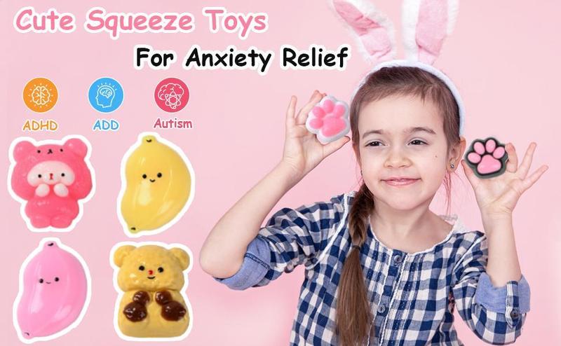 Taba Squishy Fidget Toys 6Pcs, Stress Relief Sensory Squeeze Toys for Kids & Adults, Kawaii Taba Squishies for Party Favors, Classroom, Valentine's Day Gifts, Goodie Bags Stuffers