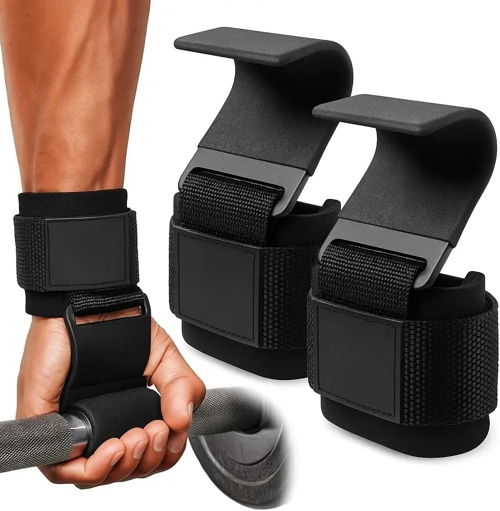 Ollas Weight Lifting Hooks by Gymreapers Heavy Duty Lifting Wrist Straps for Pull Ups Deadlifts Home Gym Fitness Accessories Christmas Gift