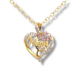 18” Heart Shaped Necklace with “Mom” Pendant 18k Gold Plated for Mother's Day, Birthday, Holiday & Special Occasion