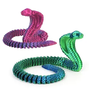 3D Printed Snake Figurine Toy, Articulated Animal, Creative Snake Toy, Stress Relief Toy, Decoration Ornament for Home Office, Birthday Gift for Friends