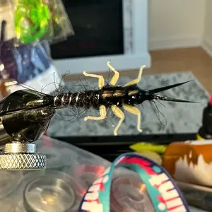 Black Stonefly tied on a #8 streamer hook