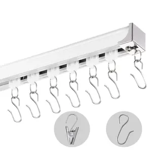 VEVOR Ceiling Curtain Track Set, 17.7 FT/5.4 Meter, Sliding Ceiling Track System for Curtains, Room Divider Curtain Track Ceiling/Wall Mountedfor Living Room Bedroom with Hooks and Hardware, WhiteVEVOR Super Brand Day