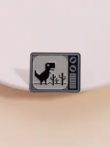 Vintage Pixel Dinosaur Enamel Pin Badge, Retro Video Game Design, Pixel Art, Backpack/gaming Console Decoration, Nostalgic Childhood Collectible