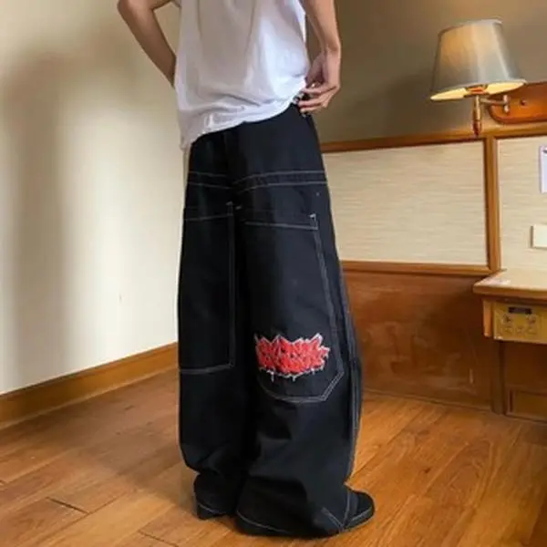 Double Waisted Puff Print Soft Patterned Ankle Wide Leg Sweatpants, Baggy Loose Fit for Big Thigh 2000s Y2K Grunge Streetwear, Best Spring Pants for Men Hip Hop Dance Back to School Casual Dark Autumn Outfits