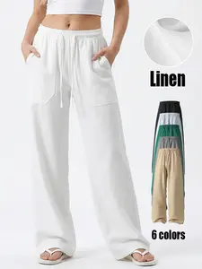 Loose Waist Business Casual Pants Yoga Pants Women Wide Leg Pants with Pockets Comfortable Athletic Sweatpants Minimalist