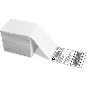 4" x 6" Direct Thermal Shipping Labels - Pack of 500 Fanfold Labels - White Perforated, Permanent-Adhesive, Compatible Zebra & Rollo Thermal Label Printer