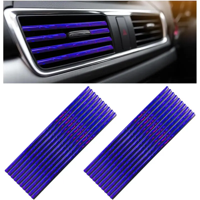 20 Car Air Conditioner Vent Decorative Strip, Waterproof Bendable Auto Air Vent Decoration, Universal Vehicle Interior Accessories Suitable for Straight Air Vents (Shiny Purple)