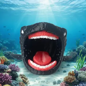 1pc | Bloop vs el gran MAJA Sea Monster Figurine | Deep Sea Adventure Wide-Mouthed Fish | Black Shark Body | Red Mouth Deep Sea Statue | Desktop Ornament | Suitable for Home Decoration