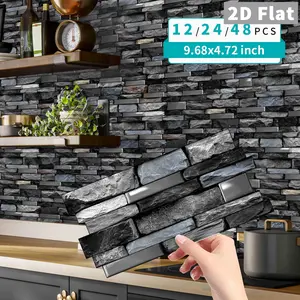 Seamless 2D Waterproof Tile Stickers, Classic Square Self-Adhesive Marble Backsplash Kit, Universal Use for DIY Wall & Furniture Makeover