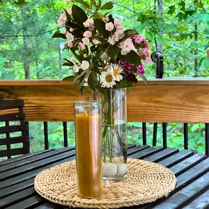 FewwEssentials 100 Hour Illumination Pure Beeswax Candle in Sanctuary Glass Container