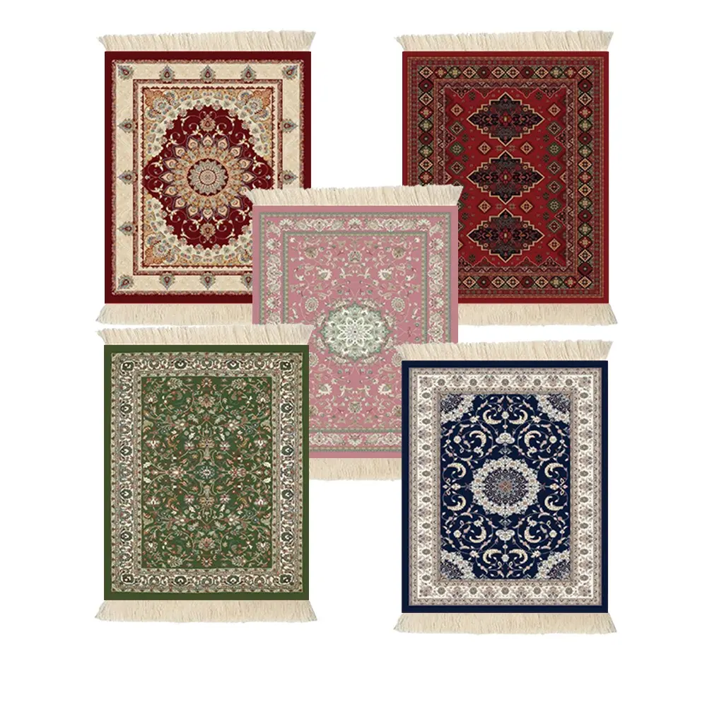 5-Piece Persian Style Coasters Set, Carpet Pattern Design, Absorbent Drink Mats, Coasters For Drinks, Ideal for Office & Home Use, Decorative Tableware Accessories