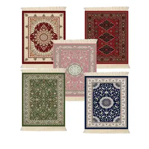 5-Piece Persian Style Coasters Set, Carpet Pattern Design, Absorbent Drink Mats, Ideal for Office & Home Use, Decorative Tableware Accessories