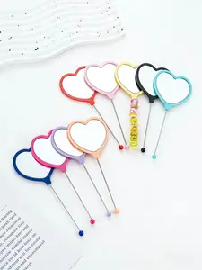 10 Cute Heart-Shaped Handheld Mirrors, DIY Beaded Handle Makeup Mirrors, Portable Pocket Mirrors, Travel Makeup Mirrors, Eyelash Extensions