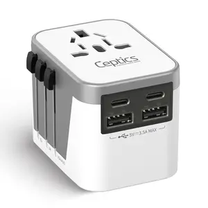 5 in 1 Universal Travel Adapter - 2 USB-A + USB-C - Max. 17.5W (3.5A) - White (UP-9KU)