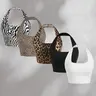 Women's 5-Piece Fashion Halter Neck Crop Tops, Leopard Zebra Print and Solid Color Slim Fit Tank Top Sets, Casual Chic Sleeveless Tops for Summer, Casual Sleeveless Cropped