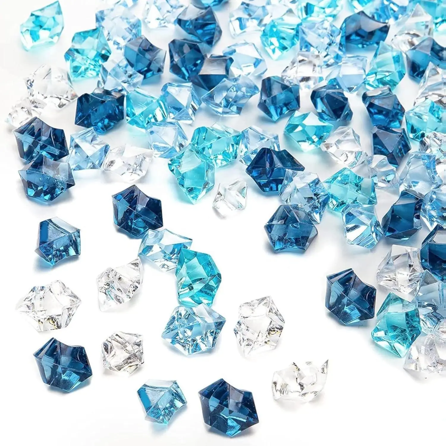 Pack of 200 Decorative Acrylic Crystal Gems Mixed Blue Colors Ice Rocks Reusable for Home Décor Table Centerpieces DIY Crafts