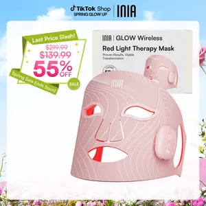 INIA GLOW Wireless LED Face Mask-With Red Light Therapy, 2-Year Warranty,  Portable and Rechargeable for LED Facial Mask Skincare at Home and Travel, Best Valentine's Day Gift for Her