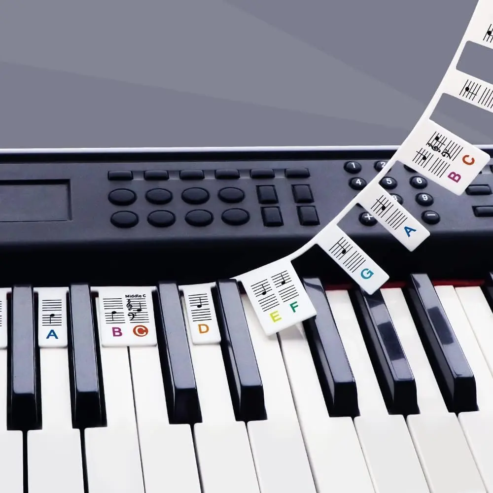 Removable Piano Key Stickers Note Labels for 88 Key   Piano Keyboard Stickers for Beginners (-color-88key)