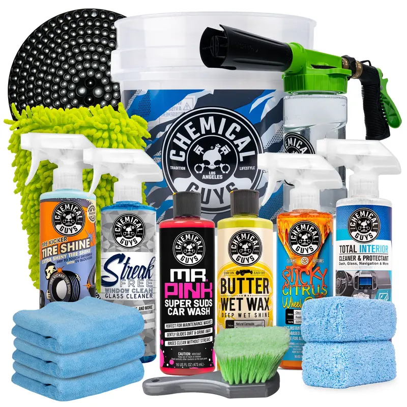 Chemical Guys 16-Piece Car Washing & Interior Detailing Kit - Vehicle Wash Kit with Camo Bucket, TorQ Foam Blaster, Premium Soap, Microfiber Cloth & Auto Accessories - Car Detailing Products, Gift for Auto Enthusiasts