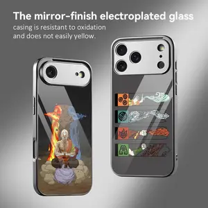 Avatar The Last Airbender Protective Phone Case Cover For iPhone 17 16 15 14 13 12 Pro Max Plus Electroplated Metal Bumper Case Slim Tempered Glass Back Advanced Materials Shockproof Anti-Scratch Luxury Case Fashion Durable Stylish