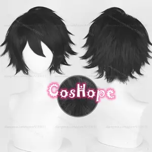 L Lawliet Cosplay Wig 30cm Short Black Wig Cosplay Anime Cosplay Wigs Heat Resistant Synthetic Wigs