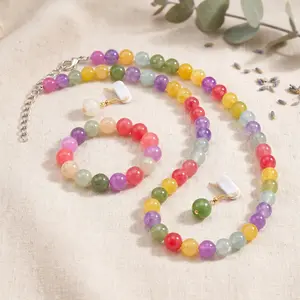 Dopamine Rainbow Beaded Jewelry - UV Reactive Quick Color-Changing in Sunlight, Waterproof, Fun Childhood Nostalgia Accessories, Stackable Earrings, Bracelet & Choker, Perfect Gift for Teen, Girlfriend, Friend, Birthday, Summer Party