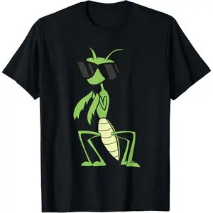 Mens Praying Mantis with Sunglasses Grasshopper Insect T Shirt Cool Summer Casual Tee Funny Animal Lover Gift