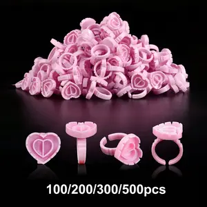 Heart-Shaped Eyelash Glue Rings, Anti-Allergy Design, Skin-Friendly Material, Ideal for Volume & Fan Lash Extensions, Easy-To-Catch