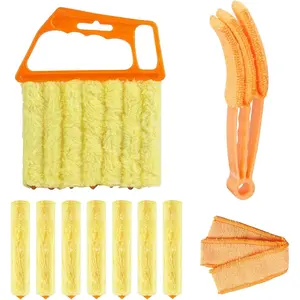 10-Pack Window Blind Cleaner Set: Includes 1x 7-Finger Detail Brush, 1x Shutter Cleaning Brush, and Replacement Heads. Efficient for Blinds, Vents, Keyboards, and .