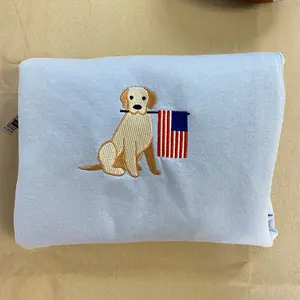 Embroidered 4th of July Dog Sweatshirt, Dog Lover Gift, Patriotic Sweatshirt, USA Flag Sweatshirt