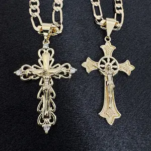 Jesus Christ Cross Necklace 14k Gold Plated with Elegant Design No Fade