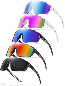 unisex random pattern polarized cycling sunglasses, 5 counts/set uv protection outdoor sports sunglasses, goggles, sports eyewear for men & women, suitable for outdoor sports